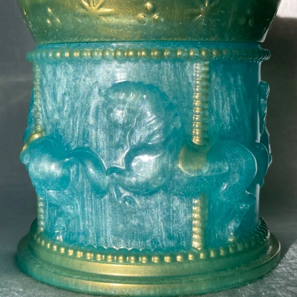 Carousel Trinket Jar, Baby Blue/Gold/HolographicGlitter - Picture 2 of 7